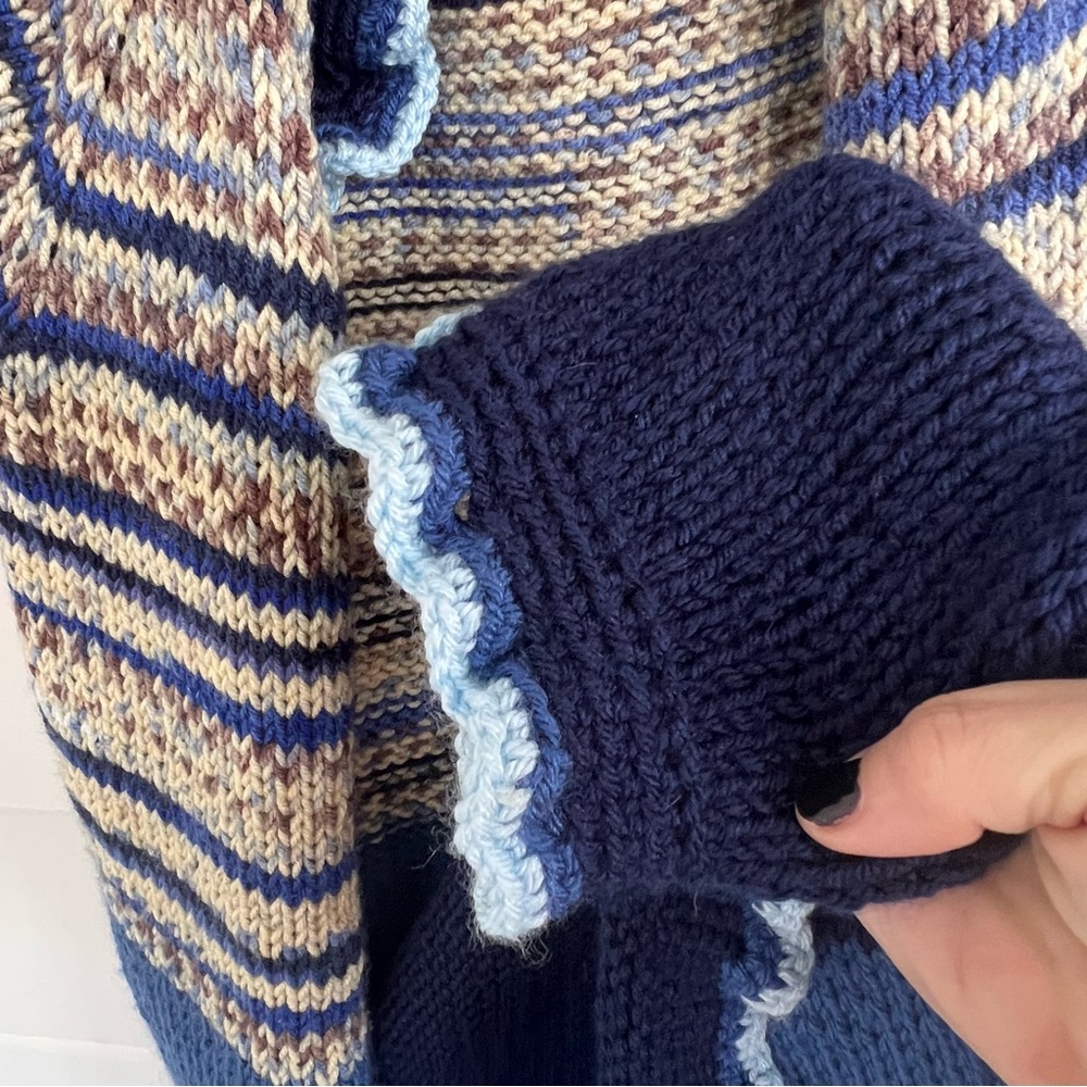 Handmade Blue Striped Cap Sleeve Tunic Sweater Vest. Size Small. - Picture 5 of 9